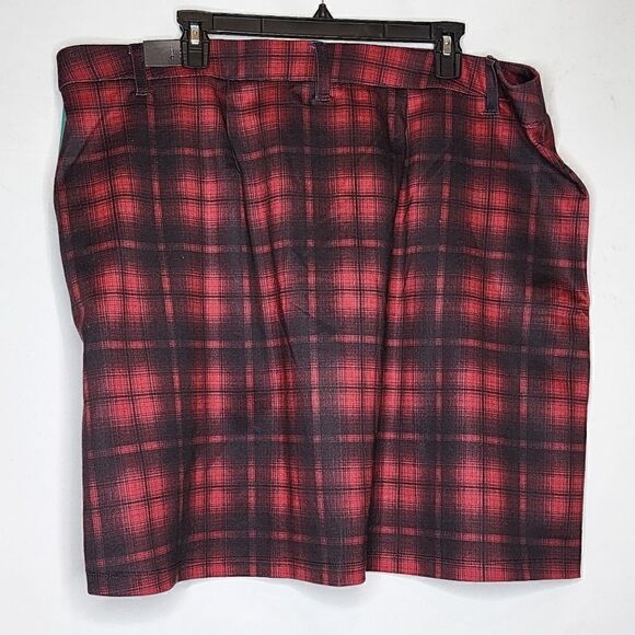 4X Plussize Red Buffalo Plaid Mini Skirt High Rise Pockets Belt loops Stretch Kn - Picture 7 of 13